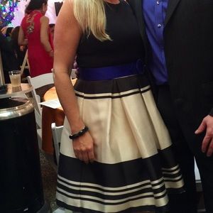 Eliza J Black/Ivory Stripe Skirt Blk top dress.